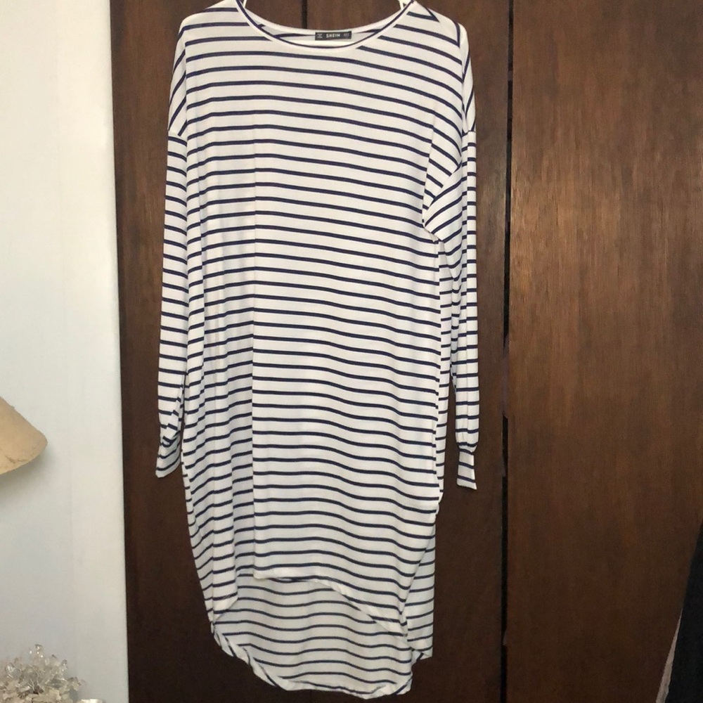 COPY - Slouchy High Low Striped Tee Dress